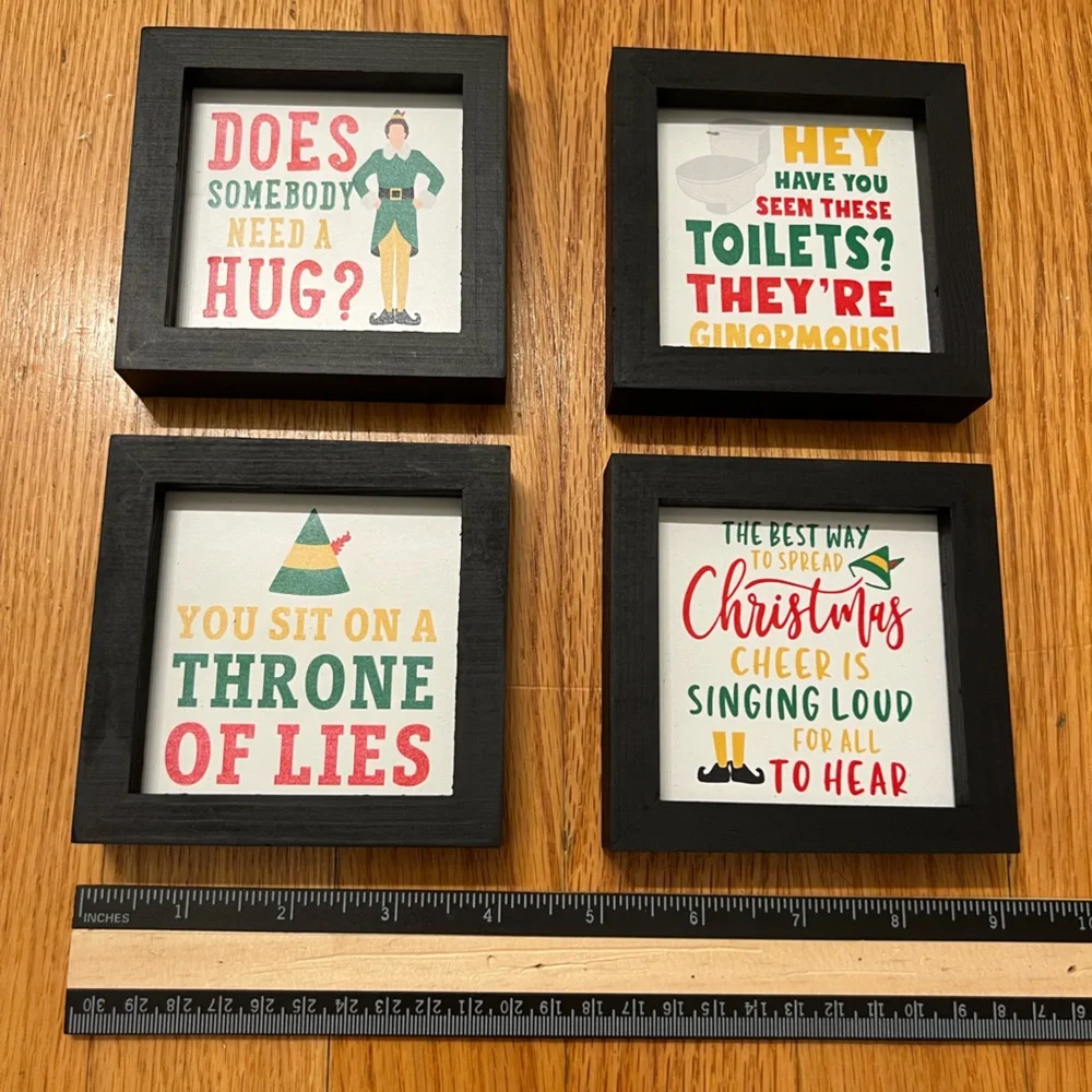 Elf the movie Christmas Humorous Quote Black Picture Frame Set